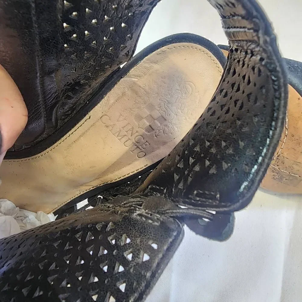 Vince Camuto Black Suede Ankle OpenToe Booties Size 8.5